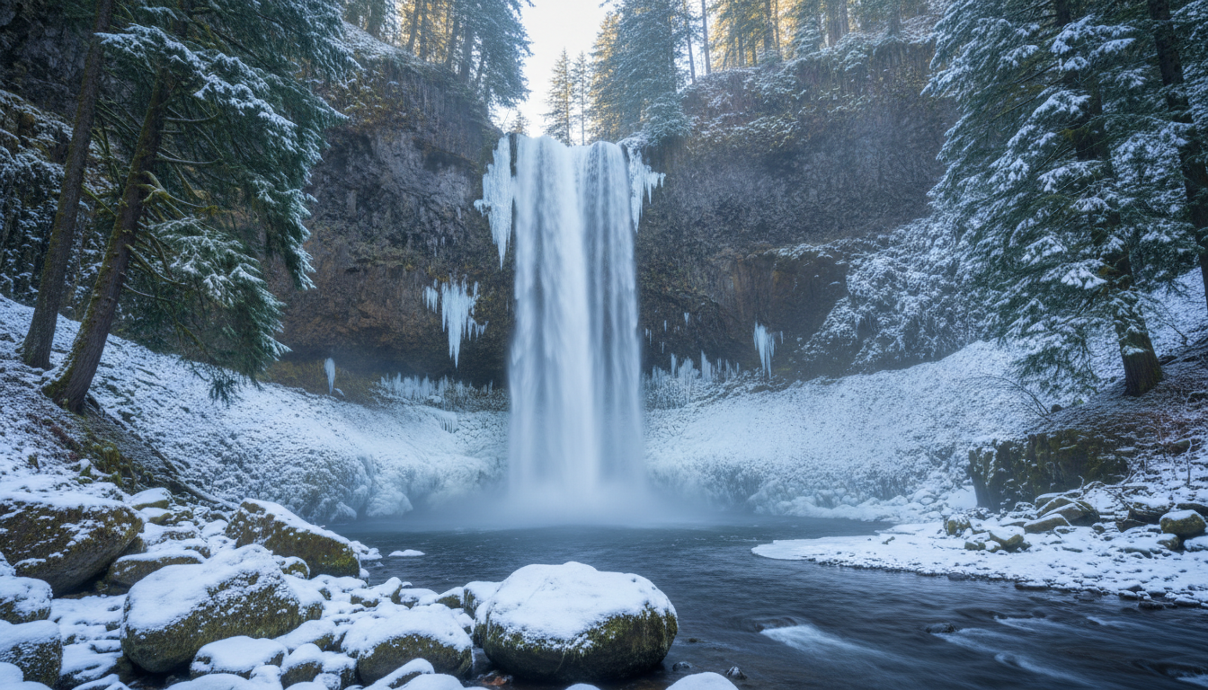 Silver Falls in Winter: Ice, Mist & Solitude