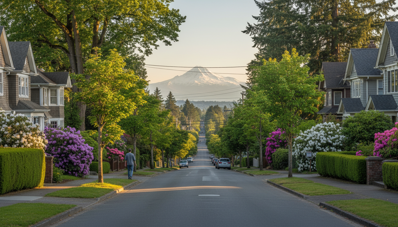 Alameda Ridge with historic homes and stunning views of Mount Hood and the Cascades