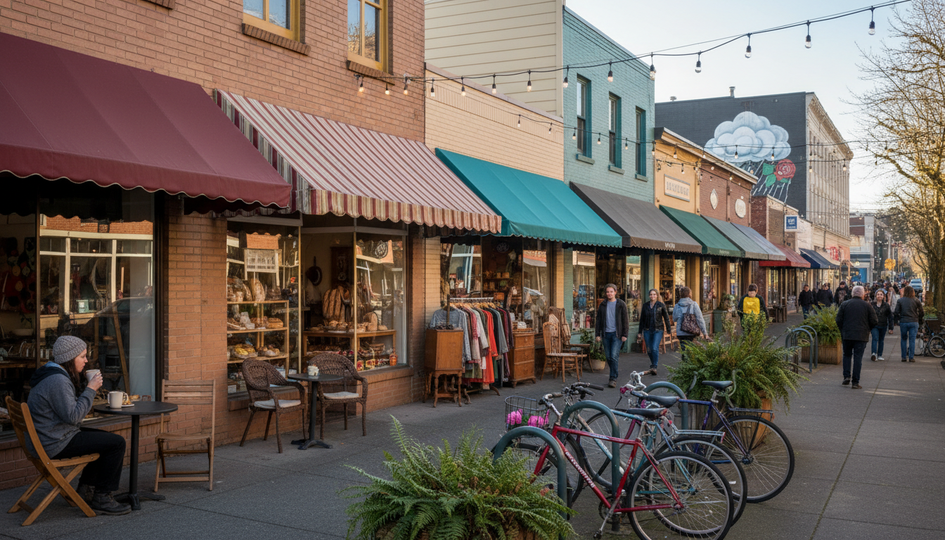 Belmont District main street with shops and cafes