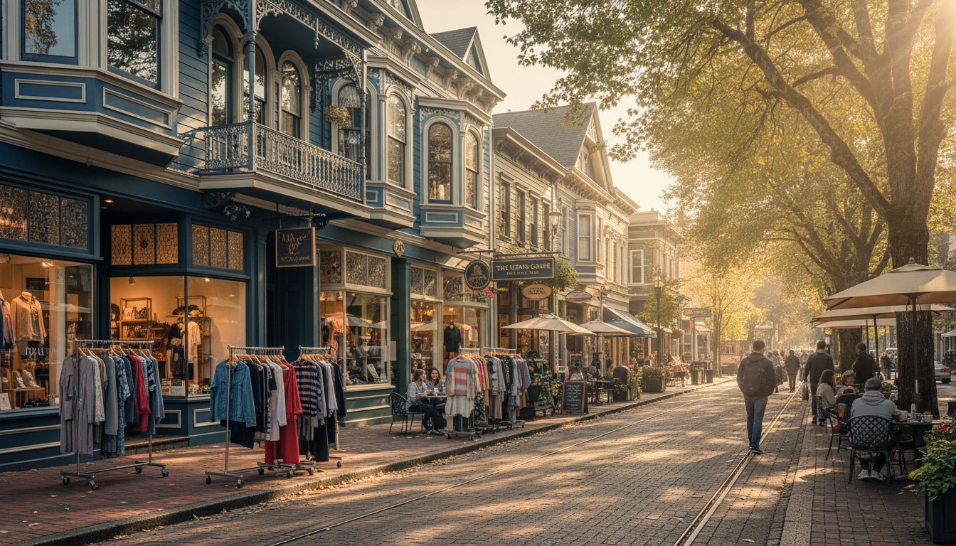 NW 23rd Avenue shopping with Victorian boutiques and cafes in Portland's Nob Hill