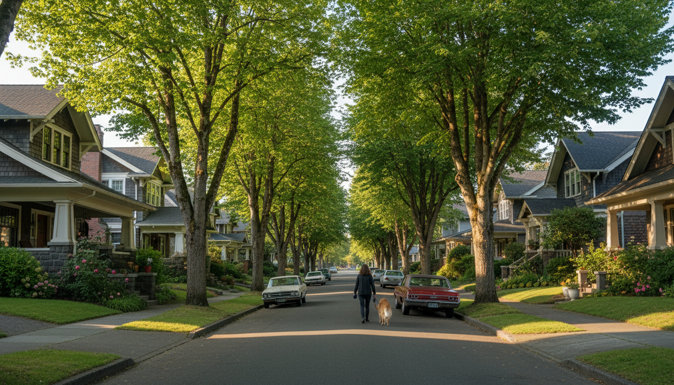 South Portland hillside residential street