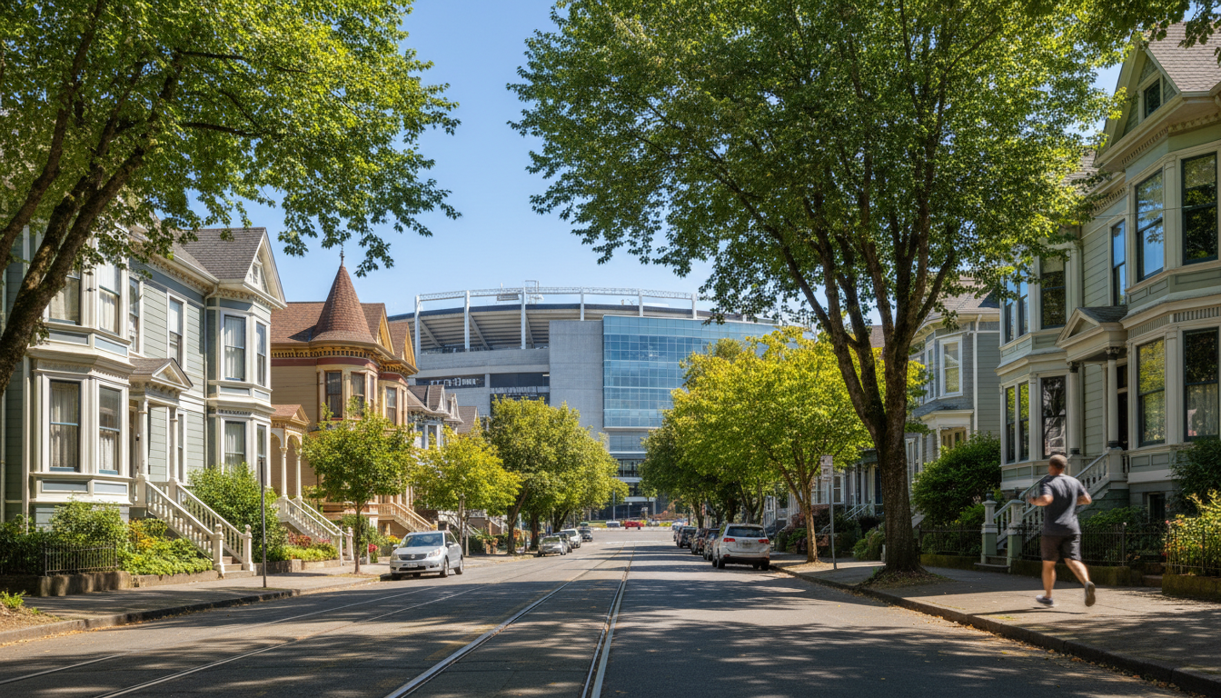 Victorian homes near Providence Park in Goose Hollow